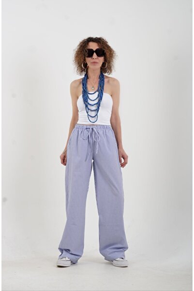 Zelish My Sister Поплінові блакитно-білі смугасті штани