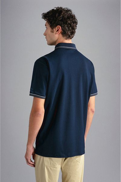 PAUL&SHARK Tricou cu guler polo pentru bărbați, cu închidere cu nasturi, cu mânecă scurtă, albastru bleumarin24411250-013