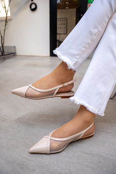 LAMİNTA Sandy Ten Mesh Detailed Women's Ballerinas