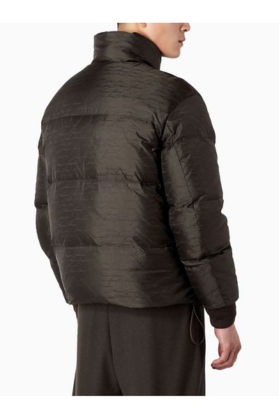Emporio Armani Men's Woven Fabric Stand-Up Collar Zippered F556 Coat 6R1B65 1NVSZ-F556