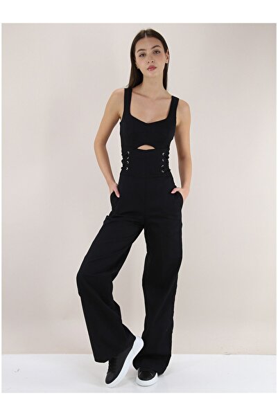 liu.jo Kadın Desenli Askılı Kolsuz Uzun Boy Siyah Tulum MA4290T7144-22222