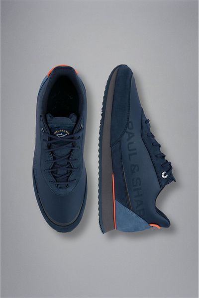 PAUL&SHARK Men's Comfortable Sole Lace-up Navy Blue Sneakers with Brand Logo13318002-050