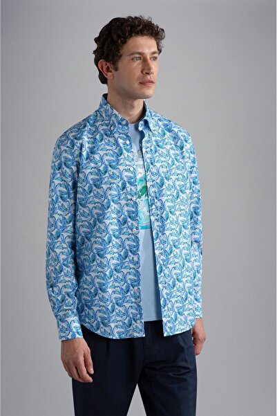 PAUL&SHARK Men's Cotton Regular Cut Comfortable Blue Shirt24413136-F02