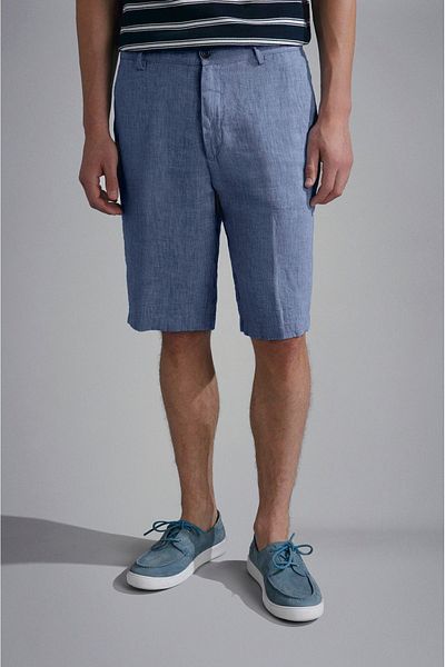 PAUL&SHARK Pantaloni scurți pentru bărbați din țesătură, talie obișnuită, uni, albastru