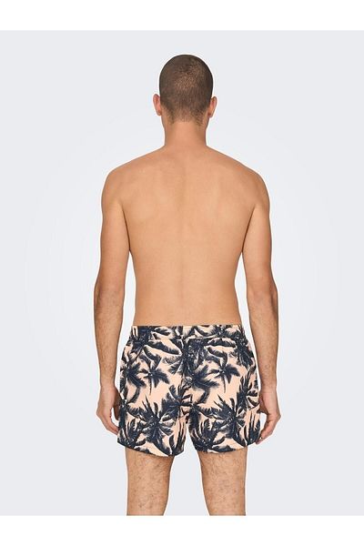 Only & Sons Ανδρικό πορτοκαλί σορτς Todd Swim Shortest Palm Aop 22026141 -23