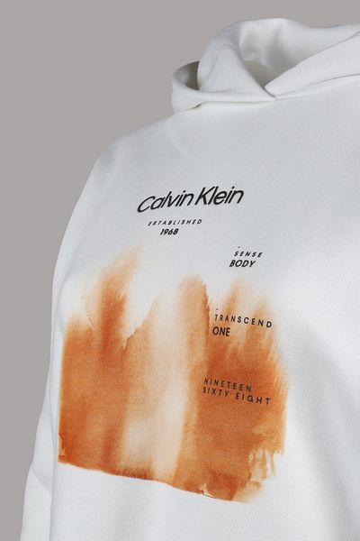 Calvin Klein Women's Brand Logo Cotton Regular Fit Casual White Sweatshirt K20K206762-YAF
