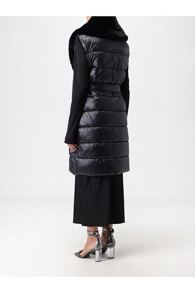 Liu Jo Women's Fluffy Collar Sleeveless Pocket Black Jacket TF3003T3549-22222