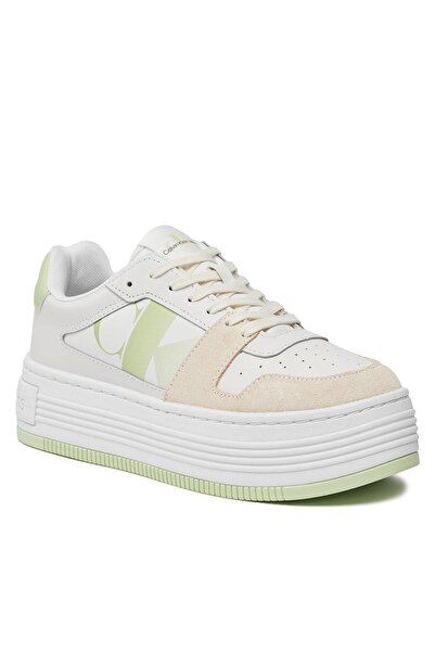 Calvin Klein Kadın Marka Logolu Bağcıklı Kaydırmaz Tabanlı Günlük Beyaz1 Snea...