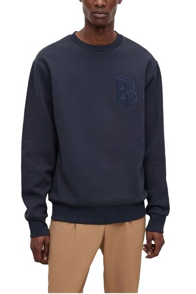 BOSS Erkek Marka Logolu Yuvarlak Yaka Uzun Kollu Lacivert Sweatshirt 50481578-404
