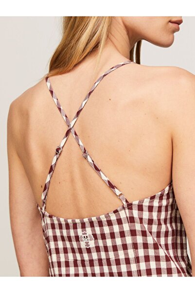 Tommy Hilfiger Kadın Marka Logolu Yumuşak Pamuklu Günlük Kullanım Kahverengi Elbise WW0WW41418-0QJ