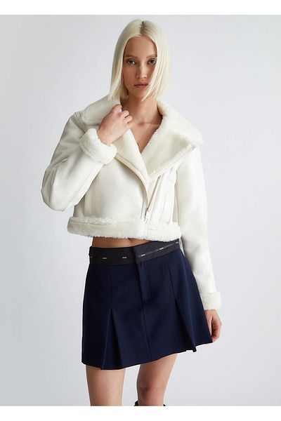 Liu Jo Women's Long Sleeve Furry Inside Winter Comfortable use White Jacket MF3020E0870-10701