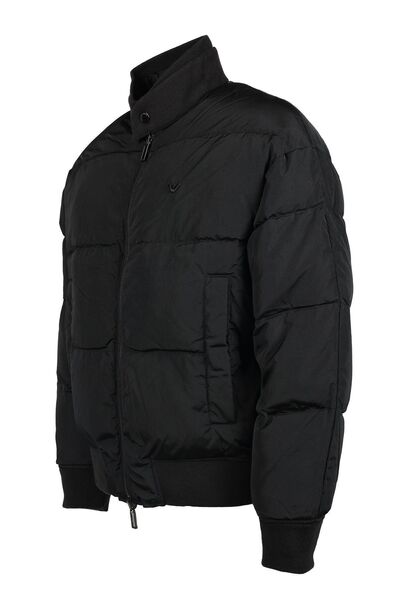 Emporio Armani Men's Logo Zipper Closure Pocket Winter Black Coat 6R1B75 1NFEZ-0999