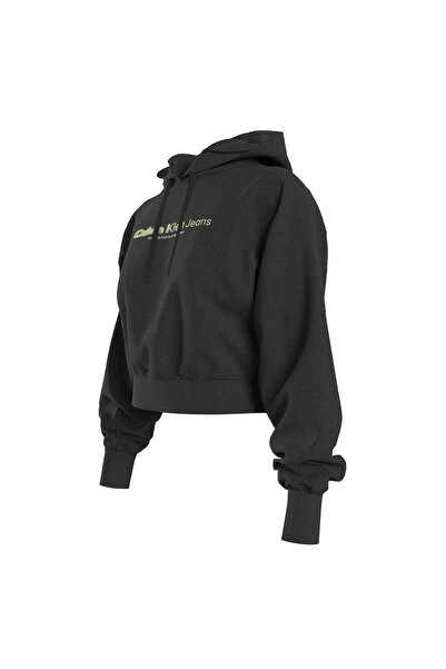 Calvin Klein Jeans Kapüşon Yaka Baskılı Siyah Kadın Sweatshırt J20J222543BEH