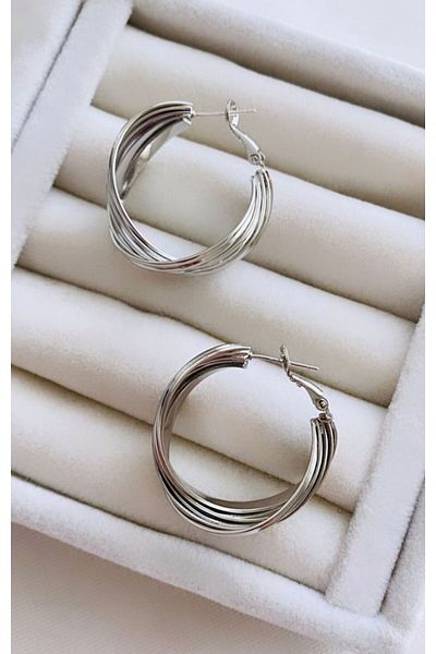 VNS Accessories Steel Curved Multiple Appearance Hoop Earrings (3 cm)