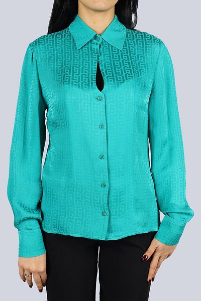 Liu Jo Women's Long Sleeve Regular Shirt Collar Casual Green Shirt MF3312T3702-Q9908