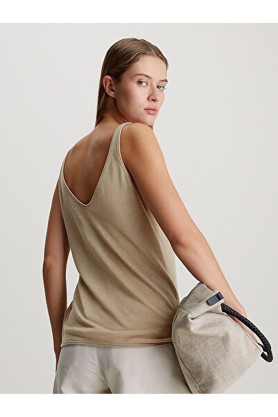 Calvin Klein Kadın İnce Askılı V Yaka Rahat Kesim Günlük Gri Spor Atlet K20K206524-PBS