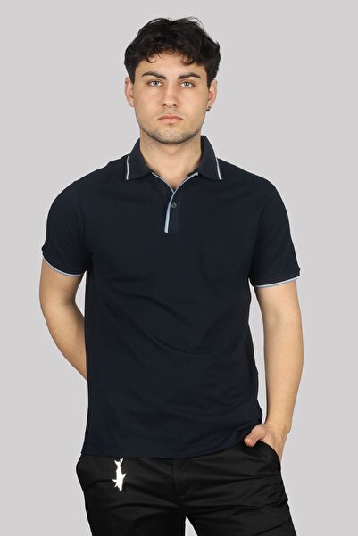 PAUL&SHARK Мъжка тениска с памучна поло яка и копчета с къс ръкав, синя поло ...