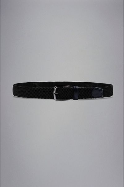 PAUL&SHARK Men's Logo Detailed Metal Buckle Adjustable Black Belt24416004-011