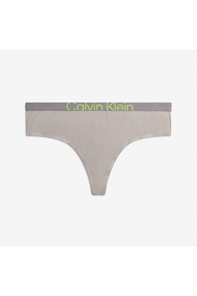Calvin Klein سراويل داخلية نسائية بشعار العلامة التجارية باللون الرمادي - خصر مطاطي 000QF7401E-PET