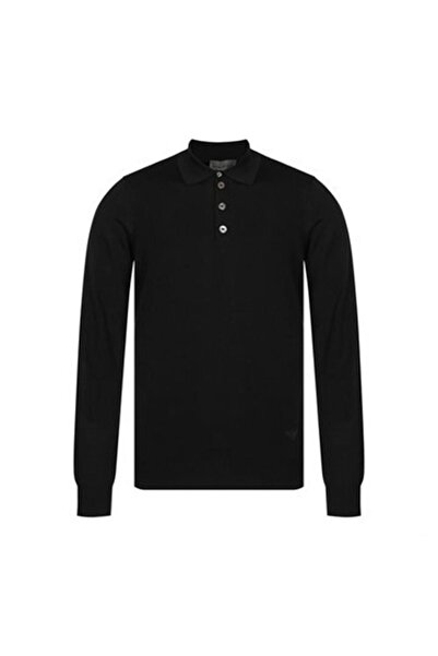 Emporio Armani سترة سوداء بأكمام طويلة وشعار للرجال 8N1F43 1M67Z-0999