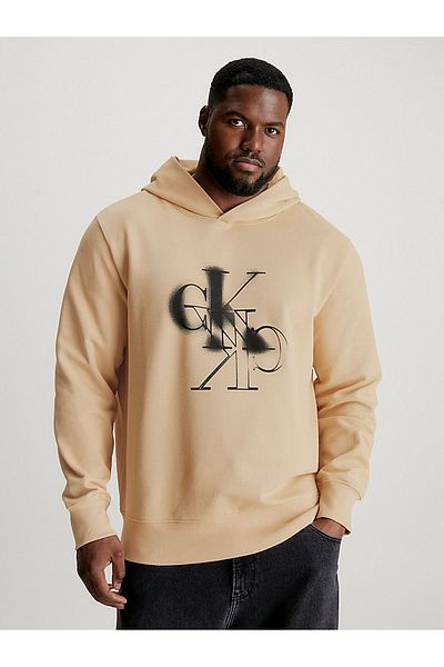 Calvin Klein Ανδρικό λογότυπο μάρκας βαμβακερό κανονικό μπεζ φούτερ J30J 324630 -AAT