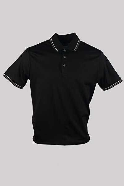 PAUL&SHARK Erkek Dokuma Polo Yaka Kısa Kol Günlük Siyah Polo Yaka T-Shirt