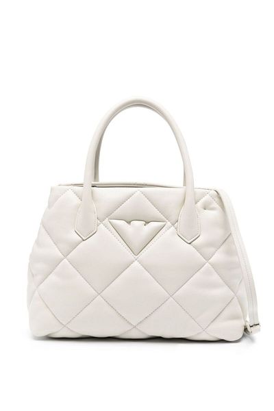 Emporio Armani Women's Brand Logo Leather Daily Use White Shoulder Bag Y3D269 YWJ8I-80011