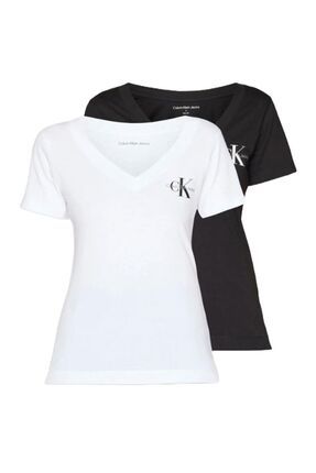 Calvin Klein Kad n K sa Kollu V Yaka Rahat Kesim Gunluk Kullan m Siyah T Shirt J20J223447 BEH Fiyat Yorumlar Trendyol