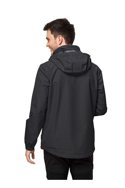 Jack Wolfskin Μαύρο ανδρικό θερμικό μπουφάν με φερμουάρ κανονικής εφαρμογής 1111142 -6000 Stormy Point 2l Jkt M