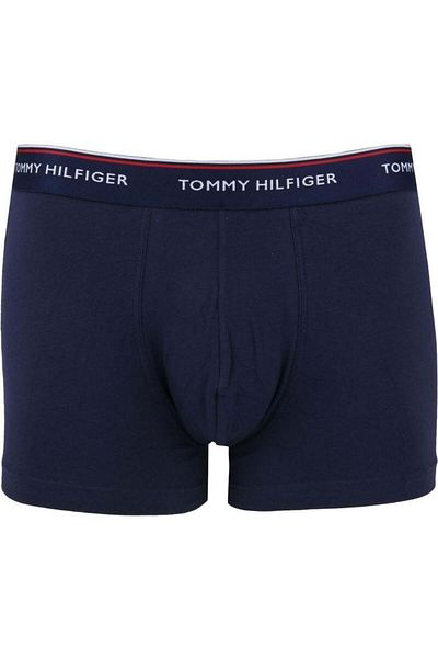 Tommy Hilfiger Men's Elastic Waist Short Length Logo Woven Fabric Navy Blue Boxer 1U87903842-409