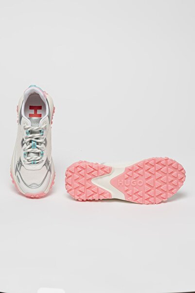 HUGO Kadın Marka Logolu Bağcıklı Kaydırmaz Tabanlı Günlük Gri Sneaker 50516936-102