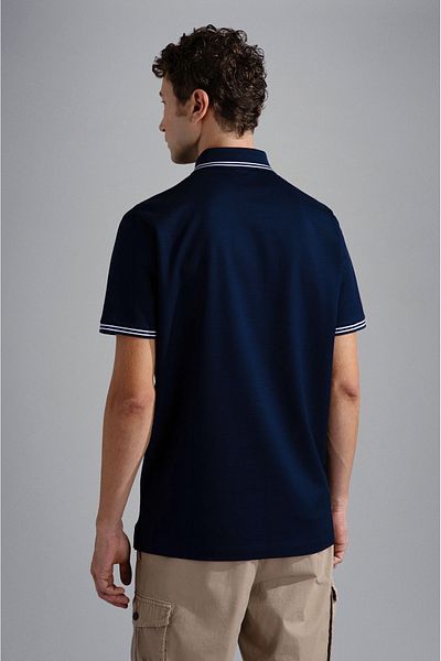 PAUL&SHARK Tricou pentru bărbați, bumbac, cu guler polo, cu închidere cu nasturi, cu mânecă scurtă, albastru bleumarin, cu guler polo24411232-013