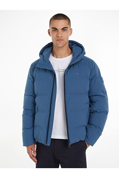 Tommy Hilfiger Erkek Logolu Kapüşonlu Uzun Kollu Günlük Kullanım Mavi Mont MW0MW33958-DBX