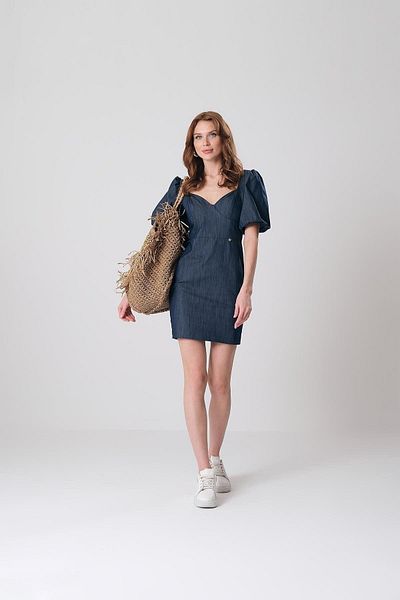 EXPLOSION Rochie casual pentru femei Indigo - guler Degaje, maneca scurta EXP57654-INDIGO