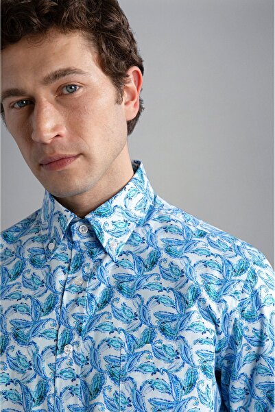 PAUL&SHARK Men's Cotton Regular Cut Comfortable Blue Shirt24413136-F02