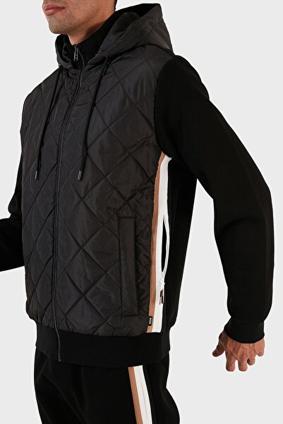 BOSS Erkek Marka Logo Detaylı Kapşonlu İpli Siyah Sweatshirt 50494631-001