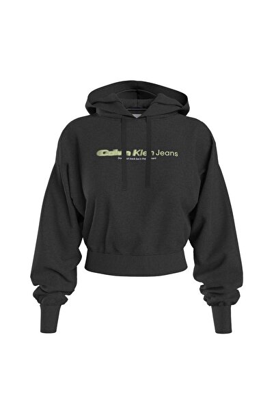 Calvin Klein Jeans Kapüşon Yaka Baskılı Siyah Kadın Sweatshırt J20J222543BEH