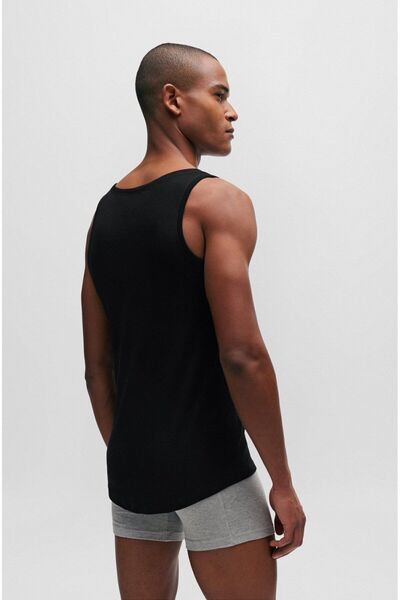 BOSS Men's Cotton Logo Woven Fabric Black Undershirt50475412-001