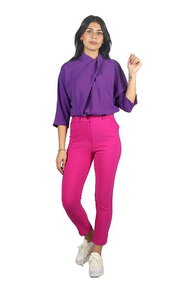 Ysatis Women's High Waist Slim Comfortable Fuchsia Trousers IYS2000123-FUCHIA