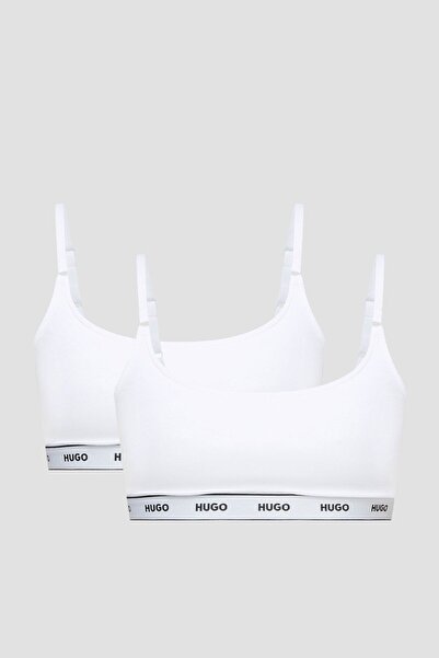 HUGO White Strappy Sports Bra - Women's, Brand Logo, Casual50469659-100