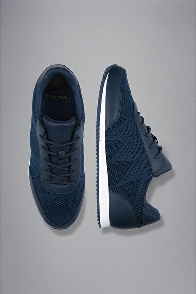 PAUL&SHARK Erkek Marka Logolu Bağcıklı Kaydırmaz Tabanlı Günlük Lacivert Sneaker 24418010-013