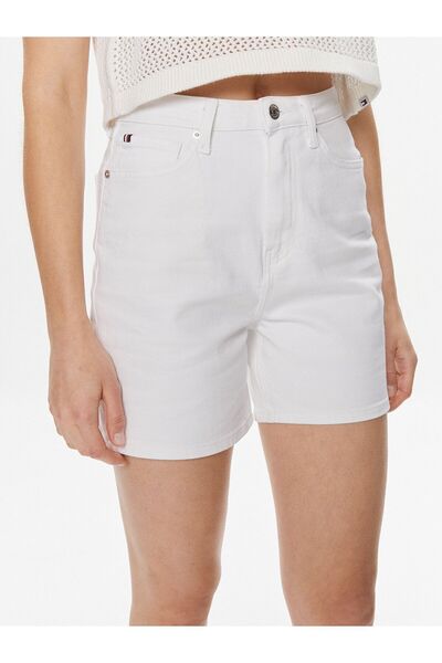Tommy Hilfiger Kadın Dokuma Kumaş  Normal Bel  Düz Model Beyaz Şort WW0WW4132...