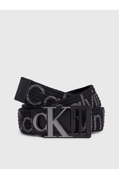 Calvin Klein Pánská kovová přezka s logem z pravé kůže Černý pásek K50K 511819 -01R
