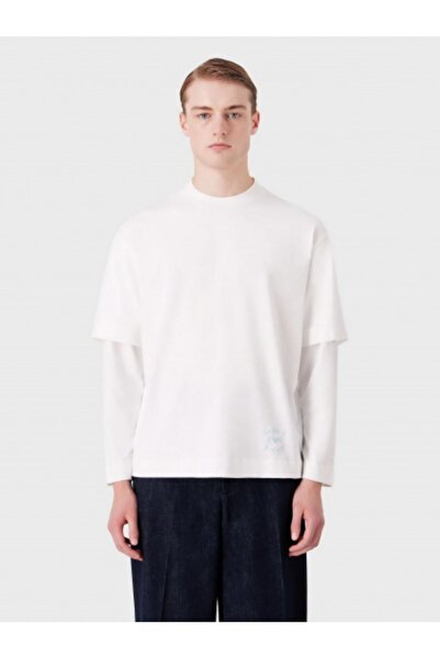 Emporio Armani Ανδρικό μακρυμάνικο μπλουζάκι κανονικής εφαρμογής καθημερινής χρήσης λευκό 6R1TBZ 1JWZZ-0101