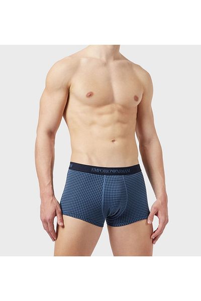 Emporio Armani Ανδρικό λογότυπο μάρκας Navy Blue Boxer με ελαστική μέση 111625   1a722-σκούρο μπλε