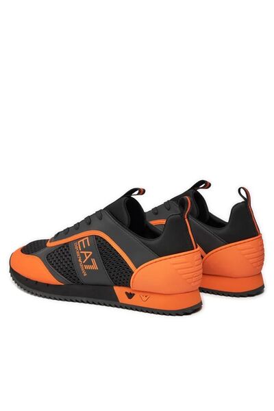 EA7 UNISEX Mesh Stripe Logo Lace Up Black-Orange Sneaker X8X027 XK050-T669