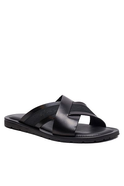 PAUL&SHARK Men's Black Slippers with Solid Color Logo24418012-011