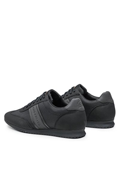 PAUL&SHARK Men's Lace-up Brand Logo Sports Style Black Sneakers12318008-011