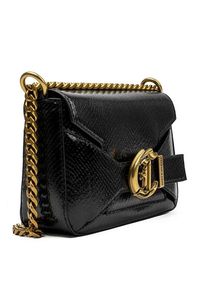 Just Cavalli Women's Brand Logo Detailed Multi-Card Compartment Daily Black Shoulder Bag 76RA4BG2 ZSA76-899