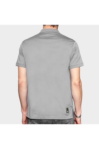 Emporio Armani Ανδρικό λογότυπο με γιακά πόλο με κοντό μανίκι με κουμπιά γκρι μπλουζάκι με λαιμόκοψη EM 000080   AF10094-U8060